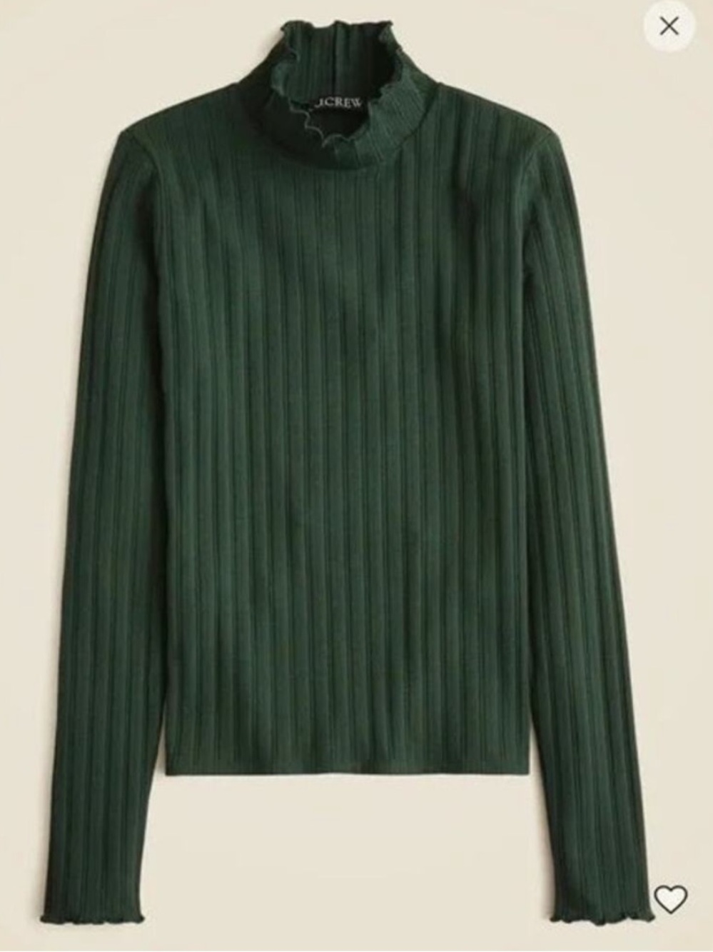 NWT J Crew Pointelle Knit Turtleneck in Dark Forest Long Sleeve High Neck M Med